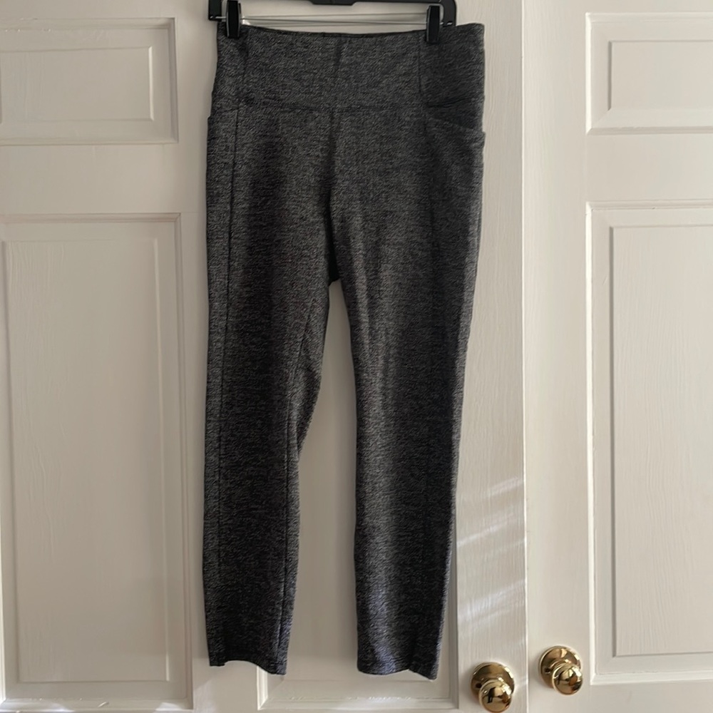 Athleta, Mercer herringbone, tights gray tweed size medium